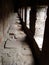 Ancient long hallway of stone