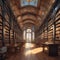 Ancient looking library interior design illustration