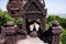 Ancient mandapa pillared hall or antique mantapa pavilion khmer style for thai people travel visit respect praying blessing