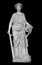 Ancient marble statue of Melpomene Goddess of Tragedy. Antique female sculpture. Sculpture isolated on black background