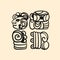 Ancient mayan tattoo alphabet