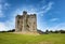 Ancient mediaeval castle in Ireland surrounded by grassy fields