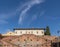 The ancient Medici Villa dominates the historic center of Cerreto Guidi, Florence, Italy, under a beautiful sky