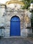 Ancient medieval blue door