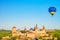 Ancient medieval Kamianets-Podilskyi castle with balloons