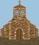 Ancient medieval spanish church in romanesque style,