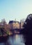 Ancient medieval stone fortress surrounded by water channel, castle Ruurlo, Netherlands, Europe