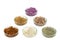 Ancient minerals - Clay of several colorsclay powder and mud mask for spa, beauty concept crop on white background