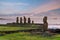 The ancient moai on Easter Island  of Chile