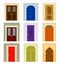 Ancient and Modern Doors as Hinged Movable Barrier Vector Set