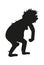 Ancient monkey black silhouette, human ancestor