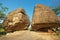 Ancient monks meditation caves under big rocks in Anuradhapura, Sri Lanka.