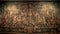 Ancient mural depicts ornate sculpture of old fashioned religious tradition