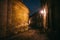 Ancient narrow night Vilnius street