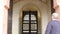 Ancient nasrid door with lattice in muslim palace of the Alcazaba, Malaga, Spain