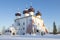 Ancient Nativity Cathedral, frosty February day. Kargopol