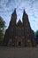 Ancient Neo Gothic Church of Saint Peter and Paul in Vysehrad. Selective focus with wide angle view.
