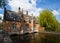 Ancient old house in brugge in sunny weather