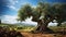 Ancient olive tree in a Mediterranean orchard