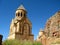 Ancient orthodox stone monastery in Armenia, Noravank, made of yellow brick