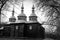 Ancient orthodox wooden church, artistic image