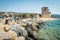 Ancient Ouranoupolis Tower on Athos peninsula in Halkidiki, Greece