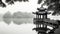 Ancient pagoda reflects in tranquil water, Beijing's beauty, generated by AI