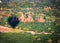 Ancient pagodas in Bagan with altitude balloon