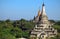 Ancient pagodas with stupas in city of Bagan
