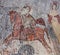 Ancient painted fresco with Saint George in Snake Cave Church, Church of the Serpent, Yilanli Kilise in Goreme, Cappadocia, Turkey