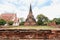 The ancient palace walls and stupas at Wat Phra Si Sanphet, archaeological sites and artifacts.