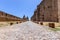 Ancient paved stone road in the medieval castle of Carcassonne town