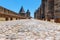 Ancient paved stone road in the medieval castle of Carcassonne town