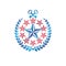 Ancient pentagonal Star emblem decorated with keys and laurel wreath, security theme. Heraldic vector design element, guard symbol