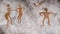 Ancient people painted on the wall of the cave ocher.