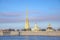 Ancient Peter and Paul Fortress, early spring morning. Saint Petersburg, Russia