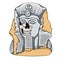 Ancient pharaoh statue of a skull. Color vector illustration.
