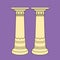 Ancient pillar, purple background vector illustration