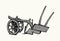 Ancient plow. Vector drawing object