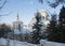 Ancient Pokrovskaya church in Kiev on the Podol. It was built in 1772. Winter day