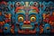 Ancient Psychedelia Mesoamerican Colorful Ritual Pattern extreme closeup. Generative AI