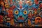 Ancient Psychedelia Mesoamerican Colorful Ritual Pattern extreme closeup. Generative AI