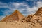 Ancient Pyramid of Mycerinus, Menkaura and the Pyramids of the Queens Menkaurev Giza, Egypt