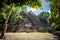 Ancient pyramids at Dzibanche ancient Maya archaeological site, Quintana Roo, Yucatan Peninsula, Mexico