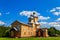 Ancient reconstructed wooden church of St. Nicolas in Pyrohiv Pirogovo village near Kiev, Ukraine