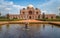 Ancient red sandstone medieval architecture of Humayun Tomb complex Delhi.
