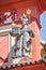 Ancient religious wall statue at magnificent St. George`s Basilica in Prague, Czech Republic, details, closeup