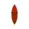 Ancient ritual mask made of wood and painted with red color. Item of ethnic African tribe. Flat vector for flyer or