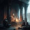 ancient ritual taking place in a long-forgotten temple, fantasy art, AI generation