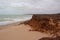 Ancient rock formations at James Price Point, Broome, North Western Australia on a cloudy summer day.